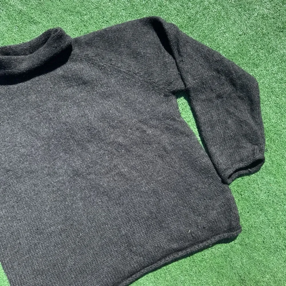 J.Crew Black Wool Sweater Turtleneck Mens Large 100% Wool